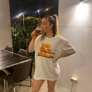 Girl wearing cotton beer T shirt
