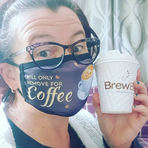 Coffee drinking face mask brown